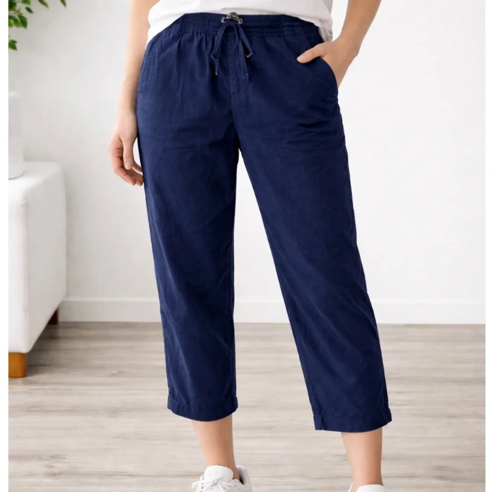 J Crew Point Sur Seaside Pants Womens 8 Cotton Twill 4 Pocket Pull On 23 inseam